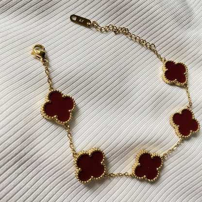 Hiç Çıkarma Yonca Bileklik Bordo