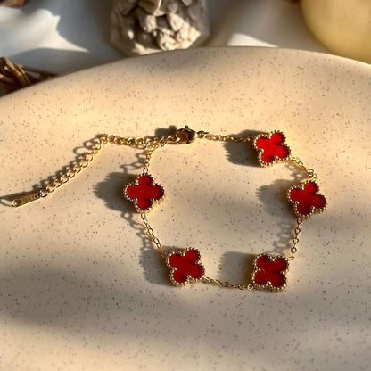 Hiç Çıkarma Yonca Bileklik Bordo